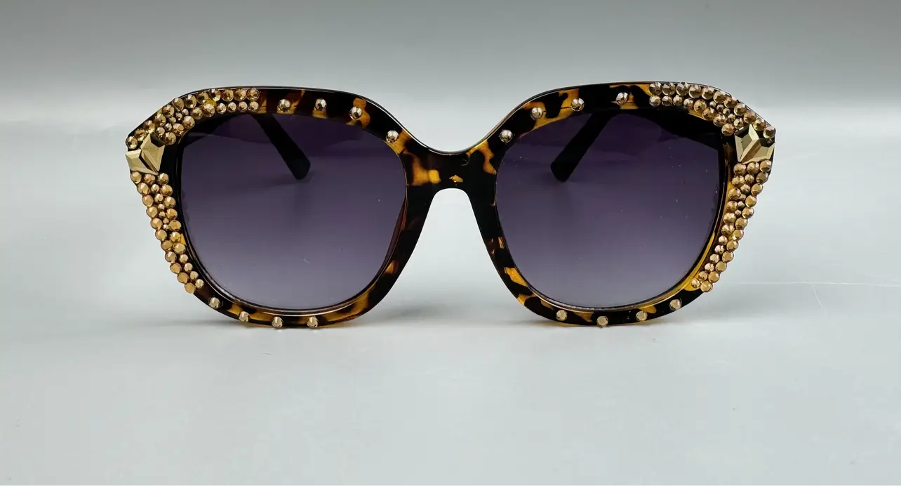 FLOSSY RHINESTONE ROUND SUNGLASSES