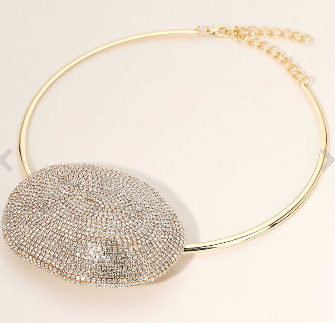 Stone Paved Oval Dome Choker Necklace