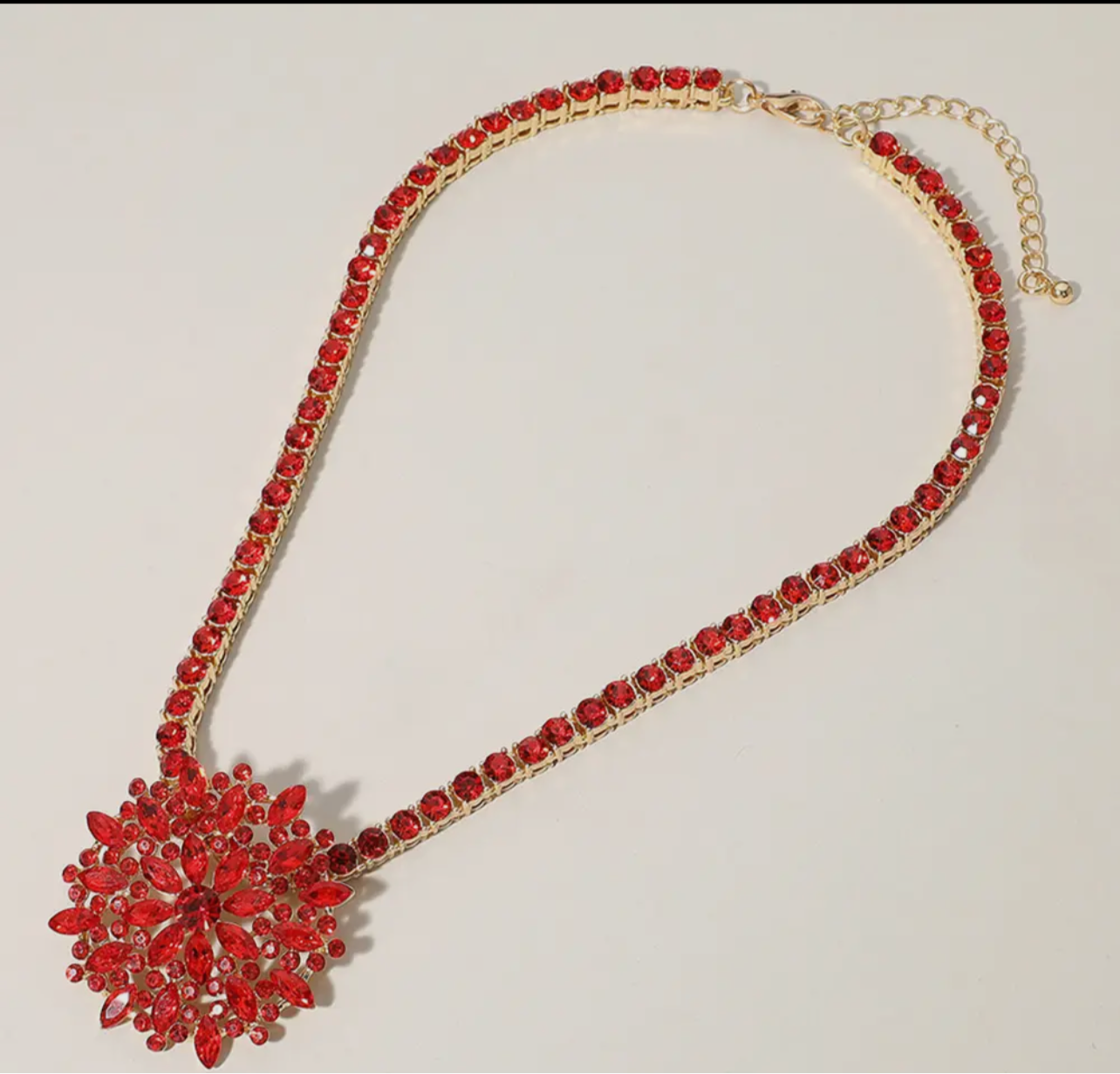 Marquise Embellished Flower Cluster Necklace