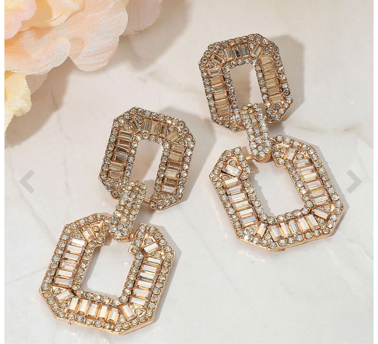 Bold Geometric Baguette Stone Embellished Earrings