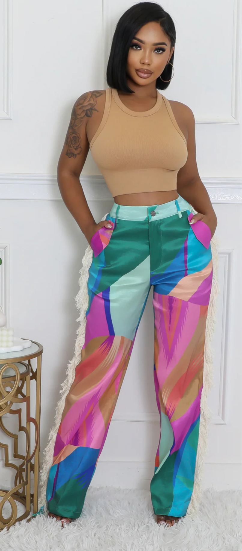 Sassy Colorful Fringe Pants