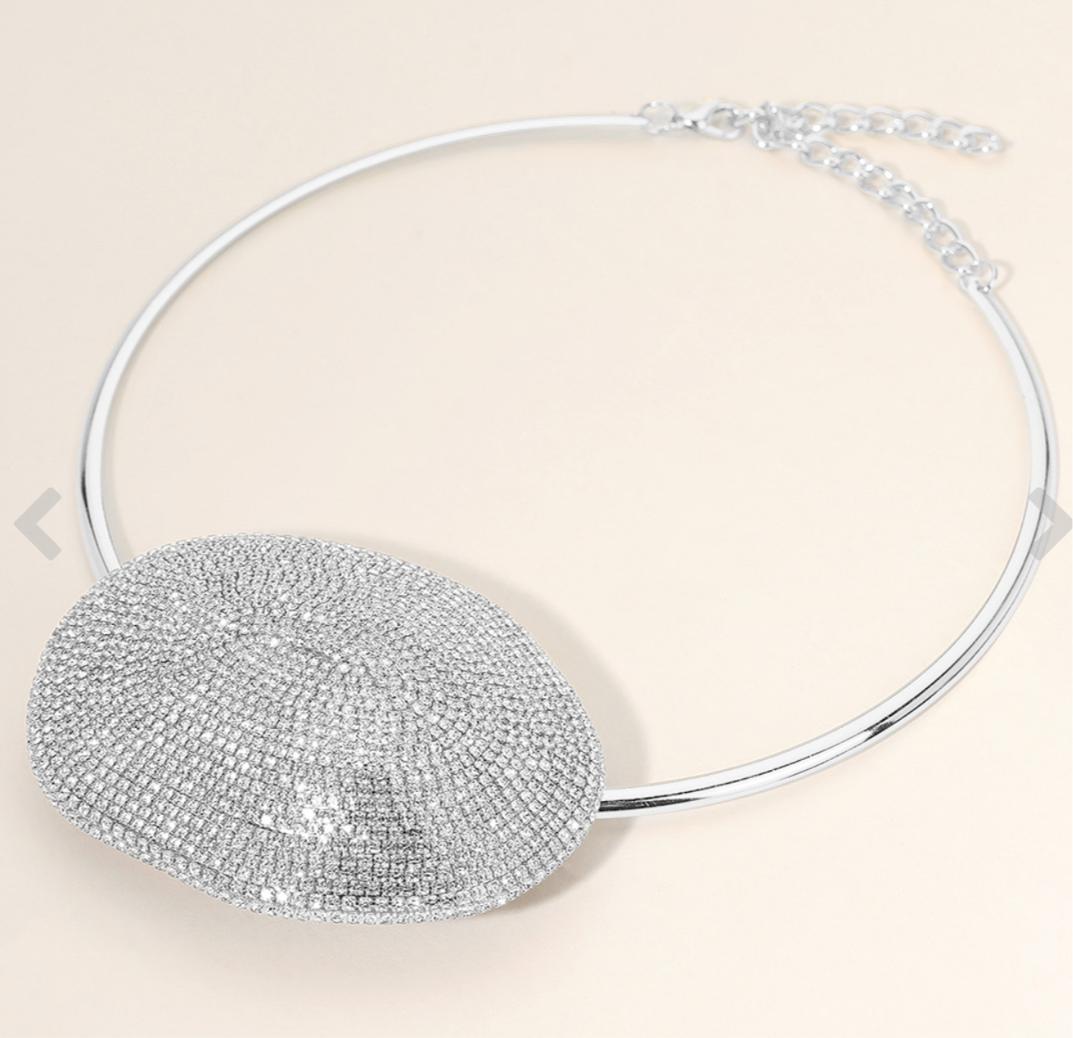 Stone Paved Oval Dome Choker Necklace