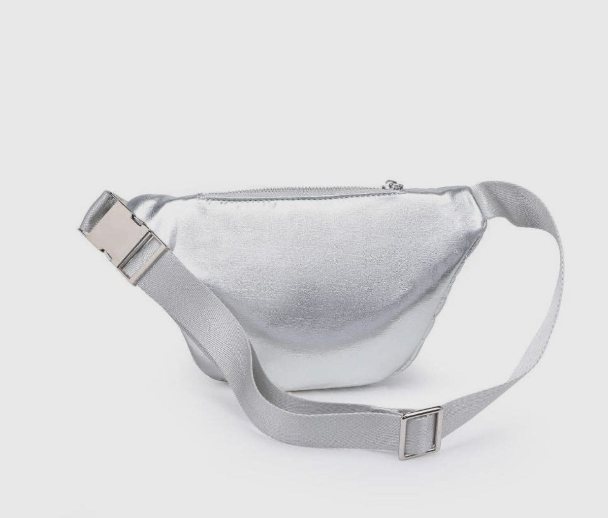 Breonna Silver Metallic Quilted Belt Bag