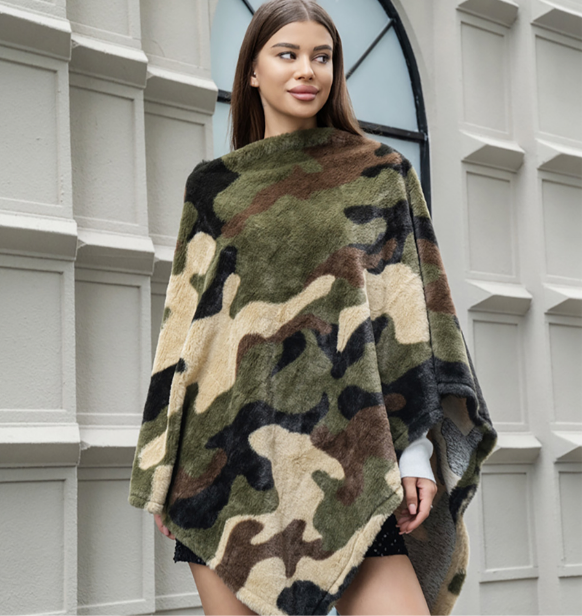 Camo Pattern Poncho Wrap