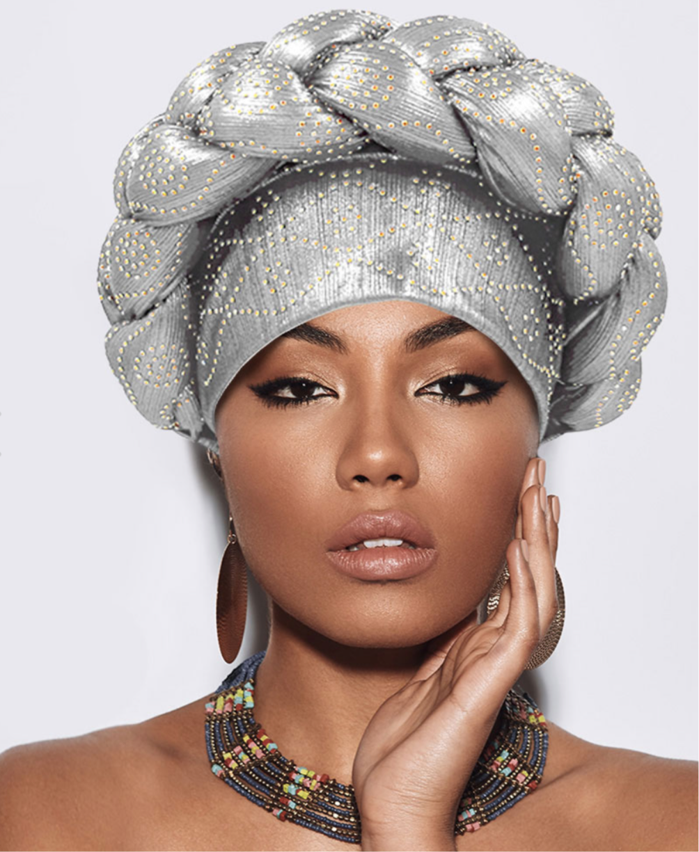 Bling Studded Braided Turban Hat