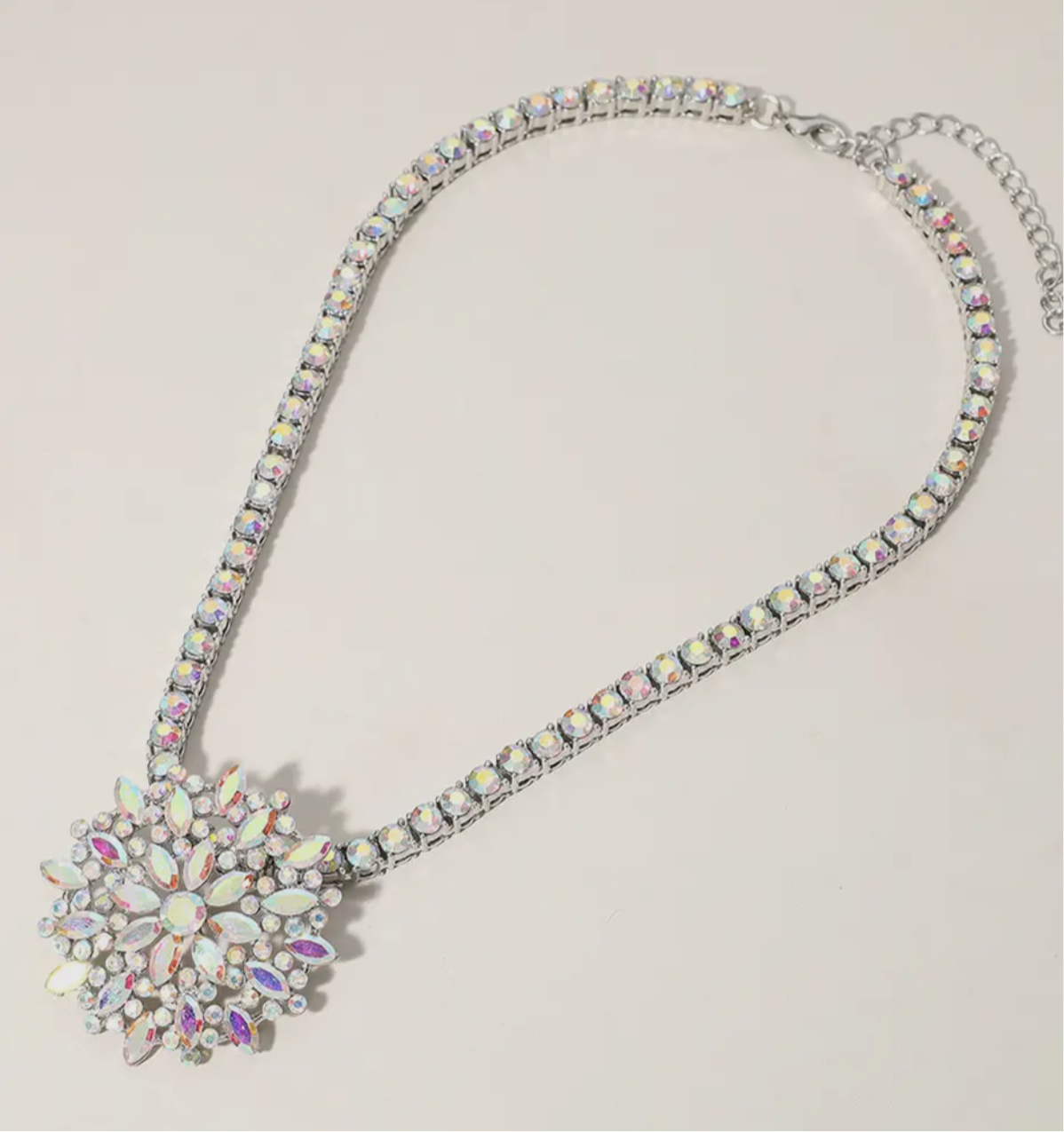 Marquise Embellished Flower Cluster Necklace