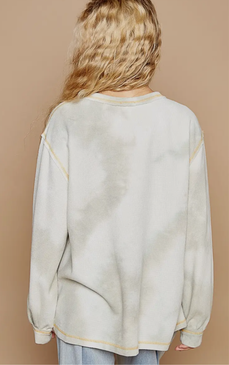 Grey Multi Vintage Washed Star Patch With Stude Knit Top
