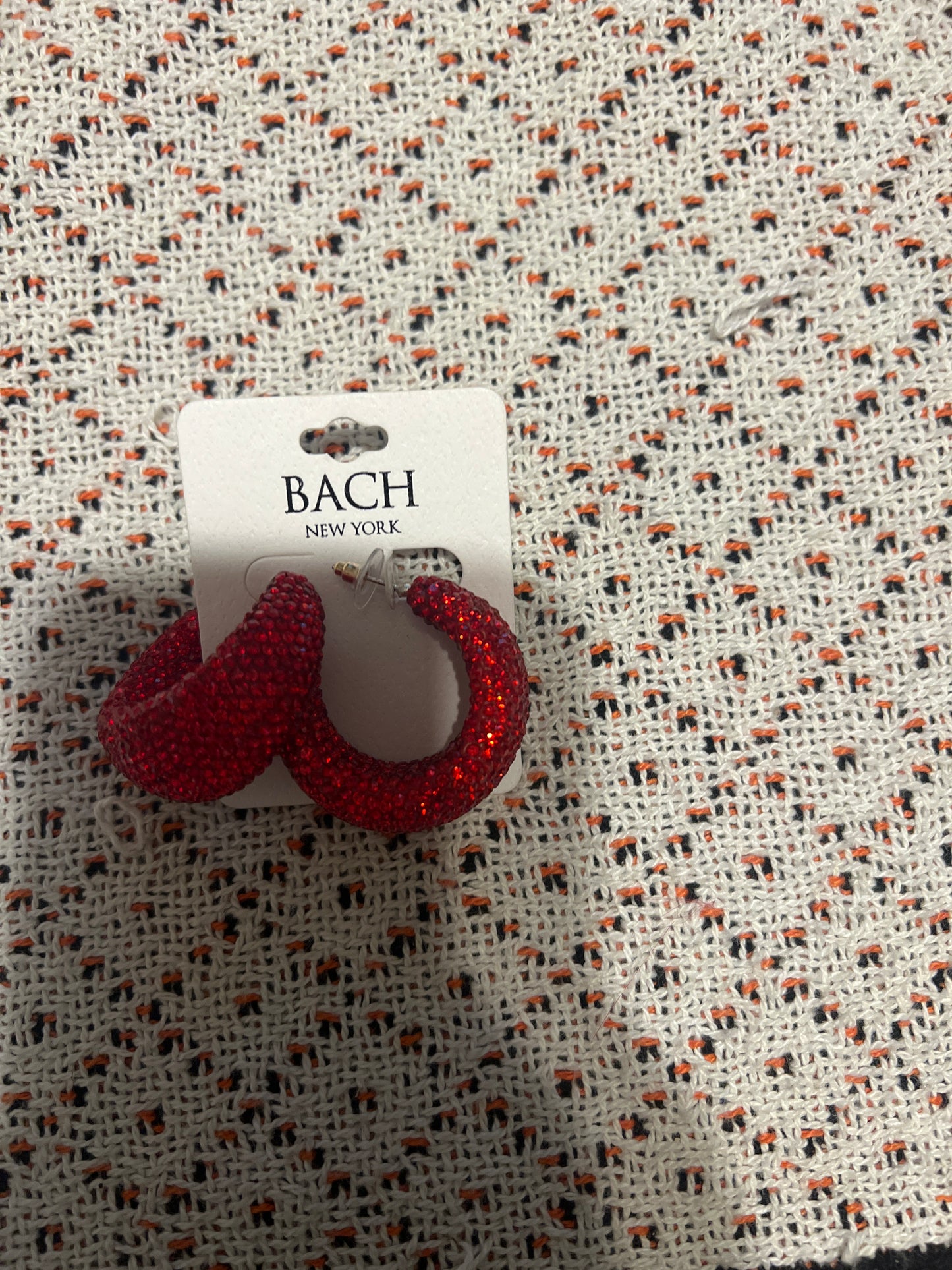 Bling Studded Hoop Earrings_Red