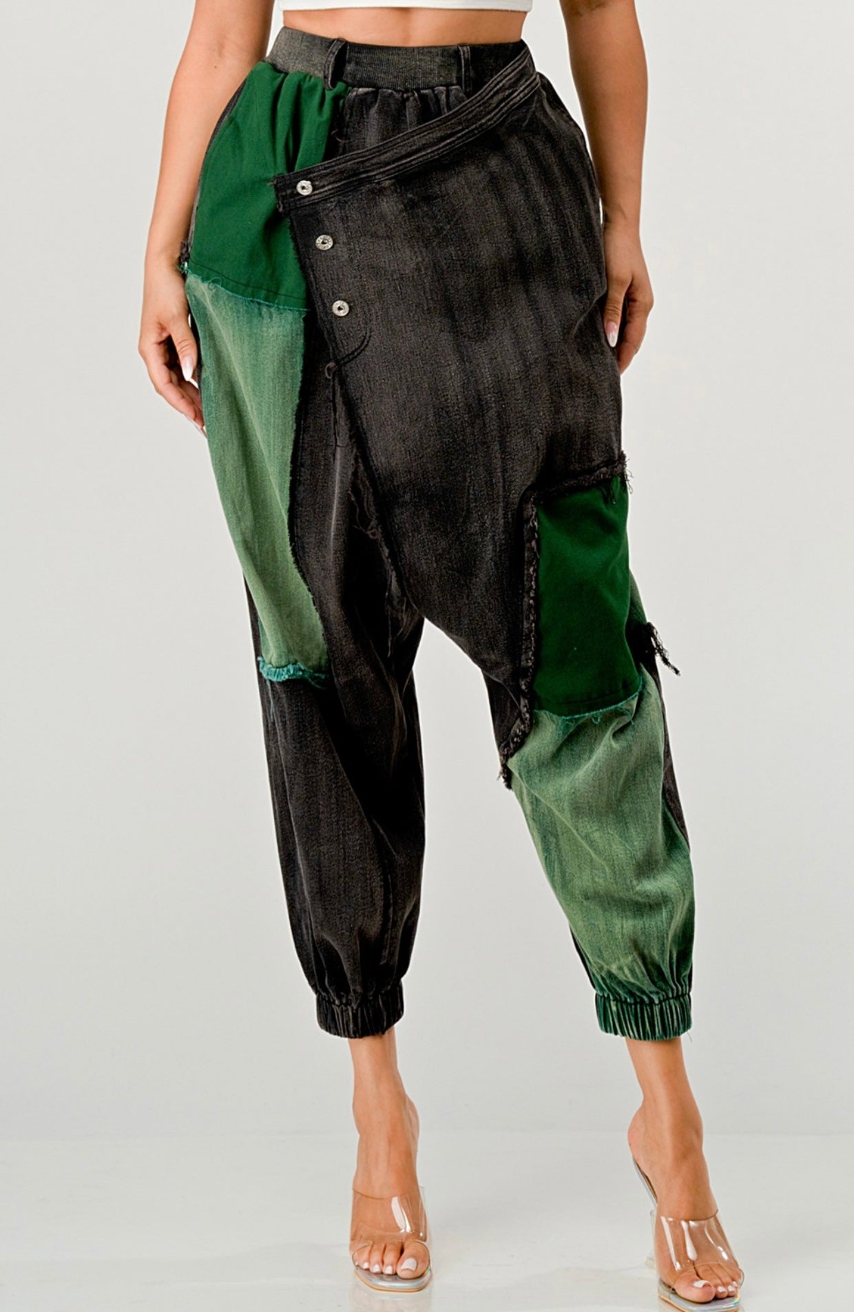 DENIM HAREM DROP CROTCH JOGGERS