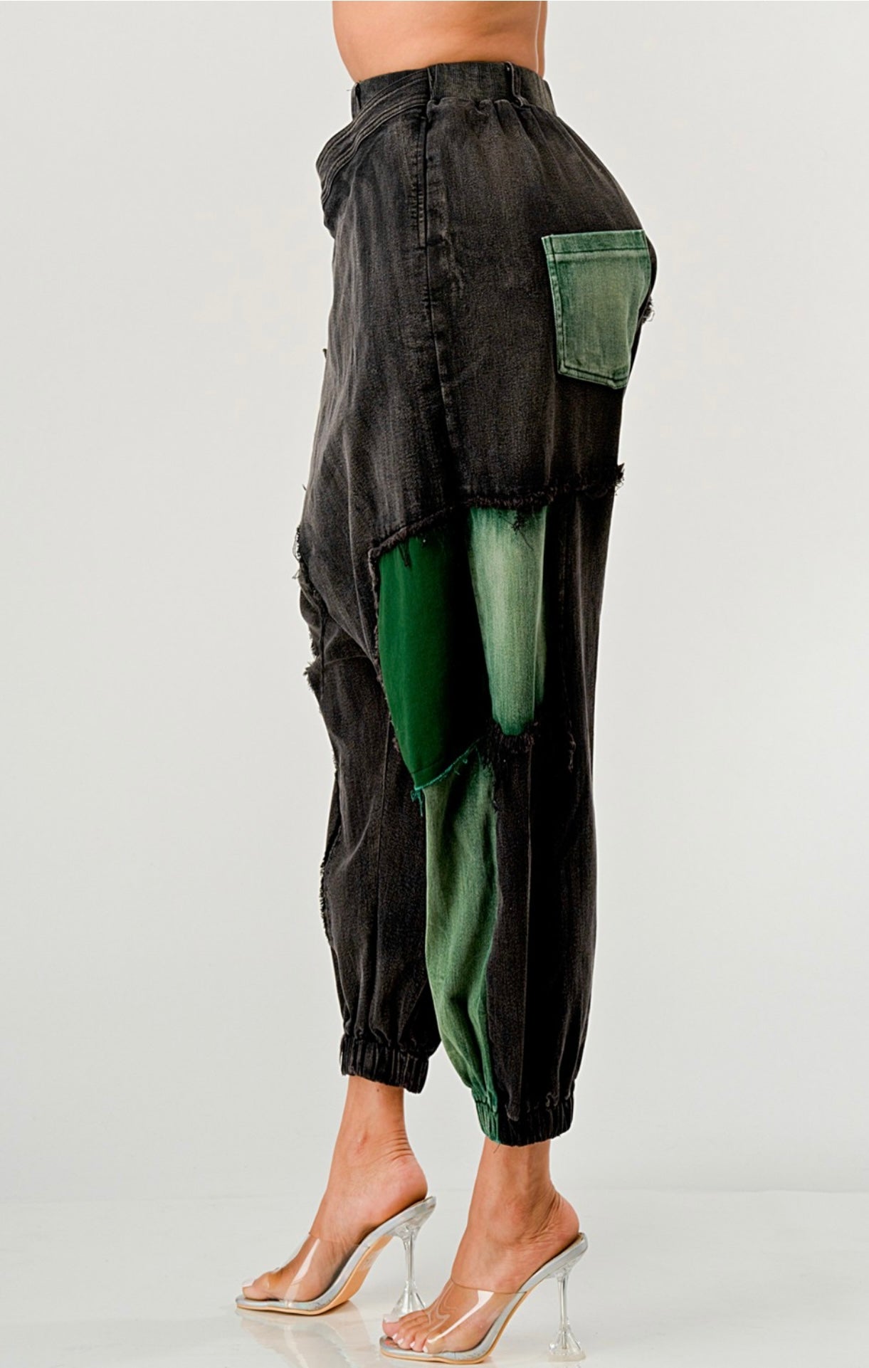 DENIM HAREM DROP CROTCH JOGGERS