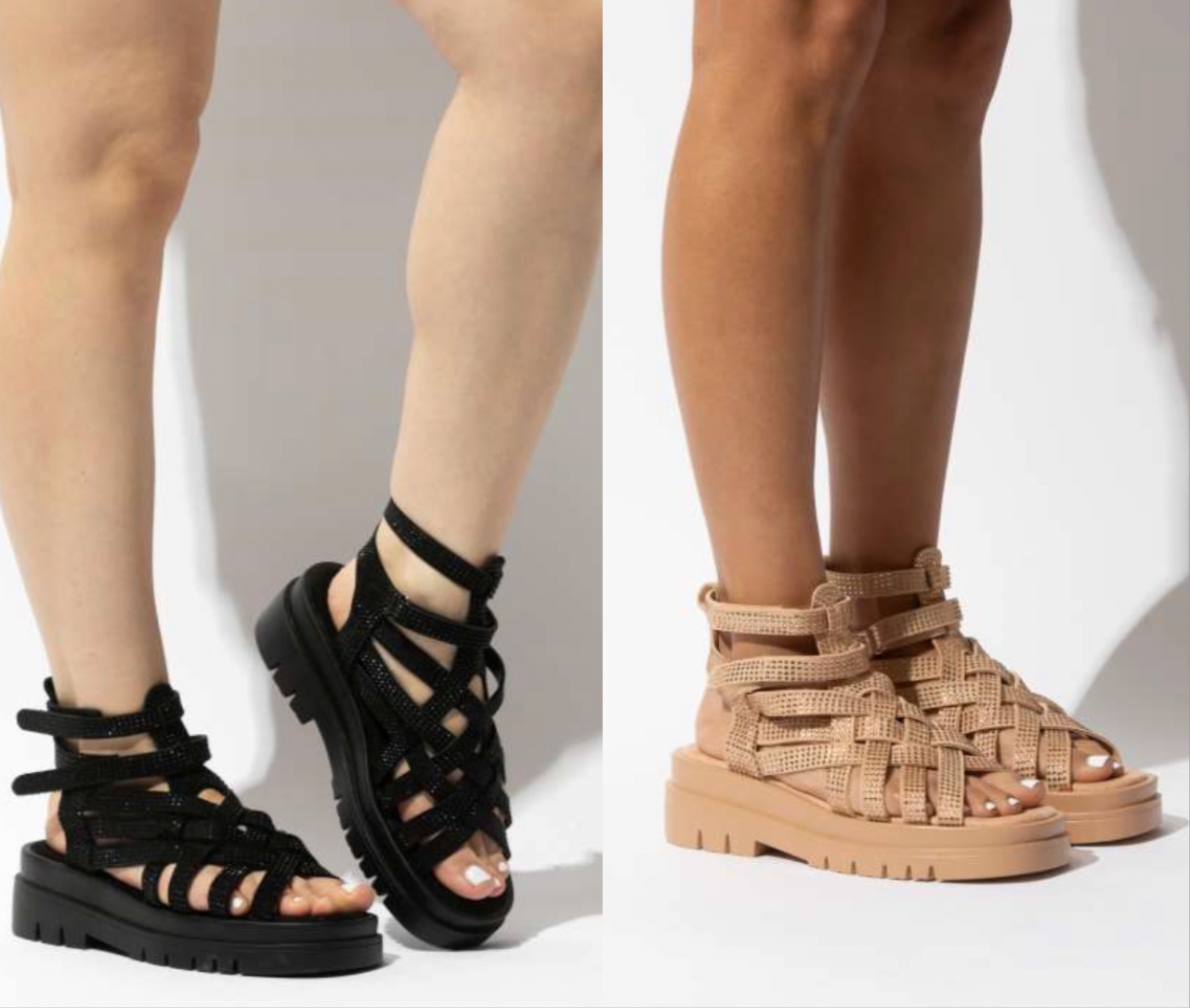 Rose Gold Strappy Flat Sandal