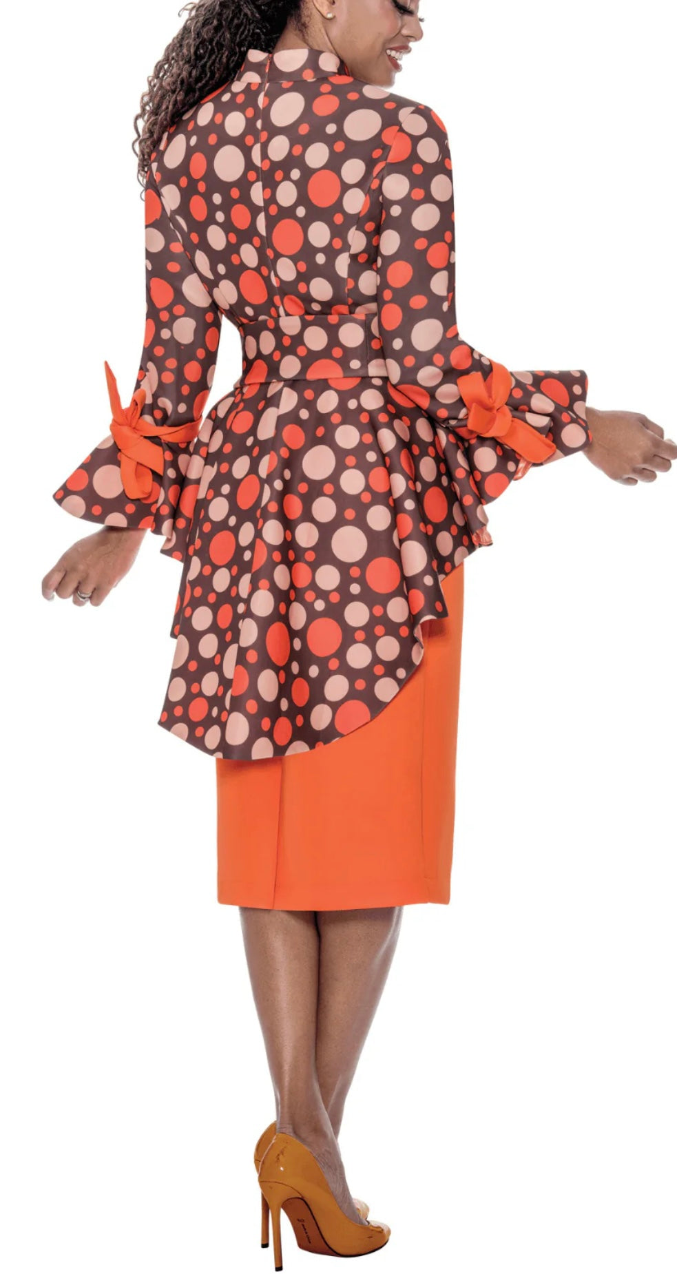 2pc Brown & Orange Circle Design