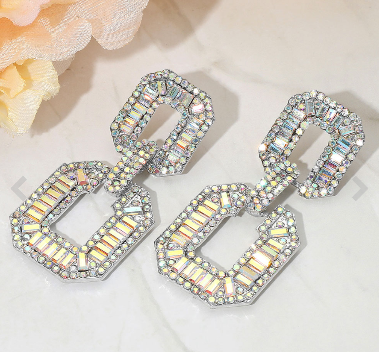 Bold Geometric Baguette Stone Embellished Earrings