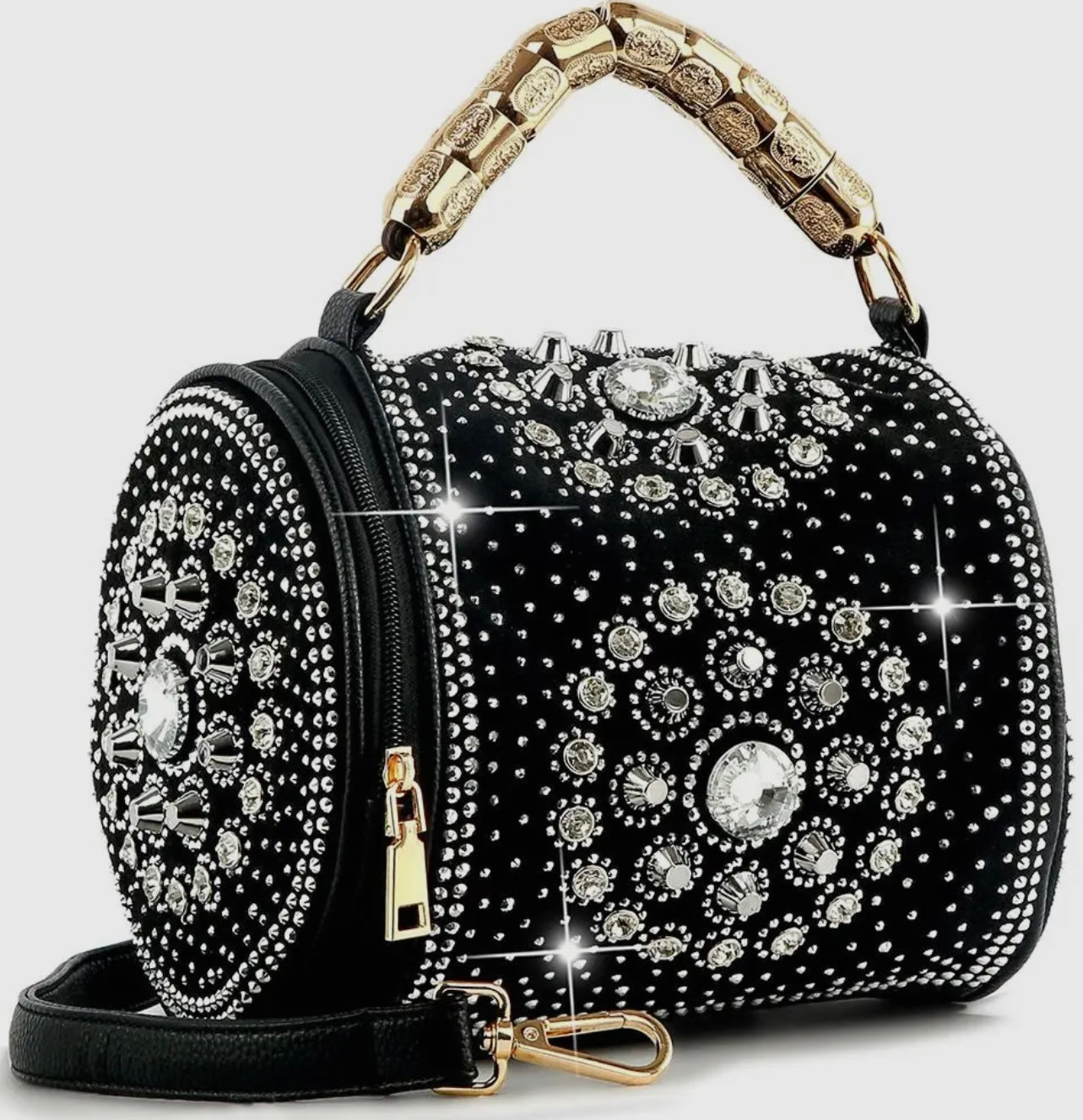 Jana Crystal Stone Handbag_Black