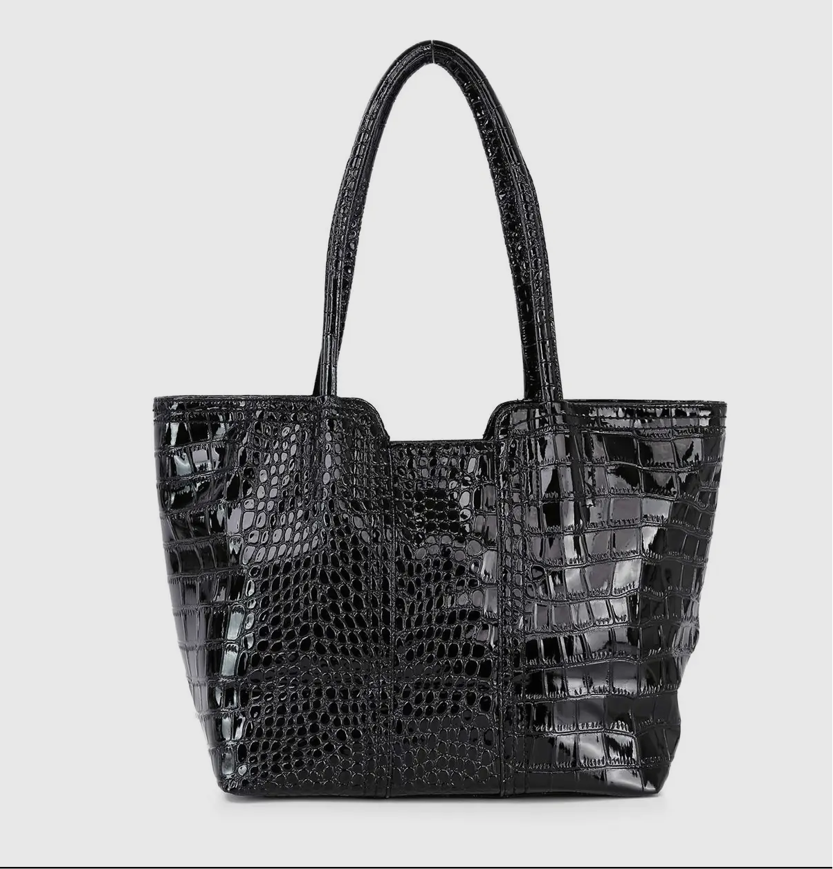 Black Studded Embossed Tote Handbag