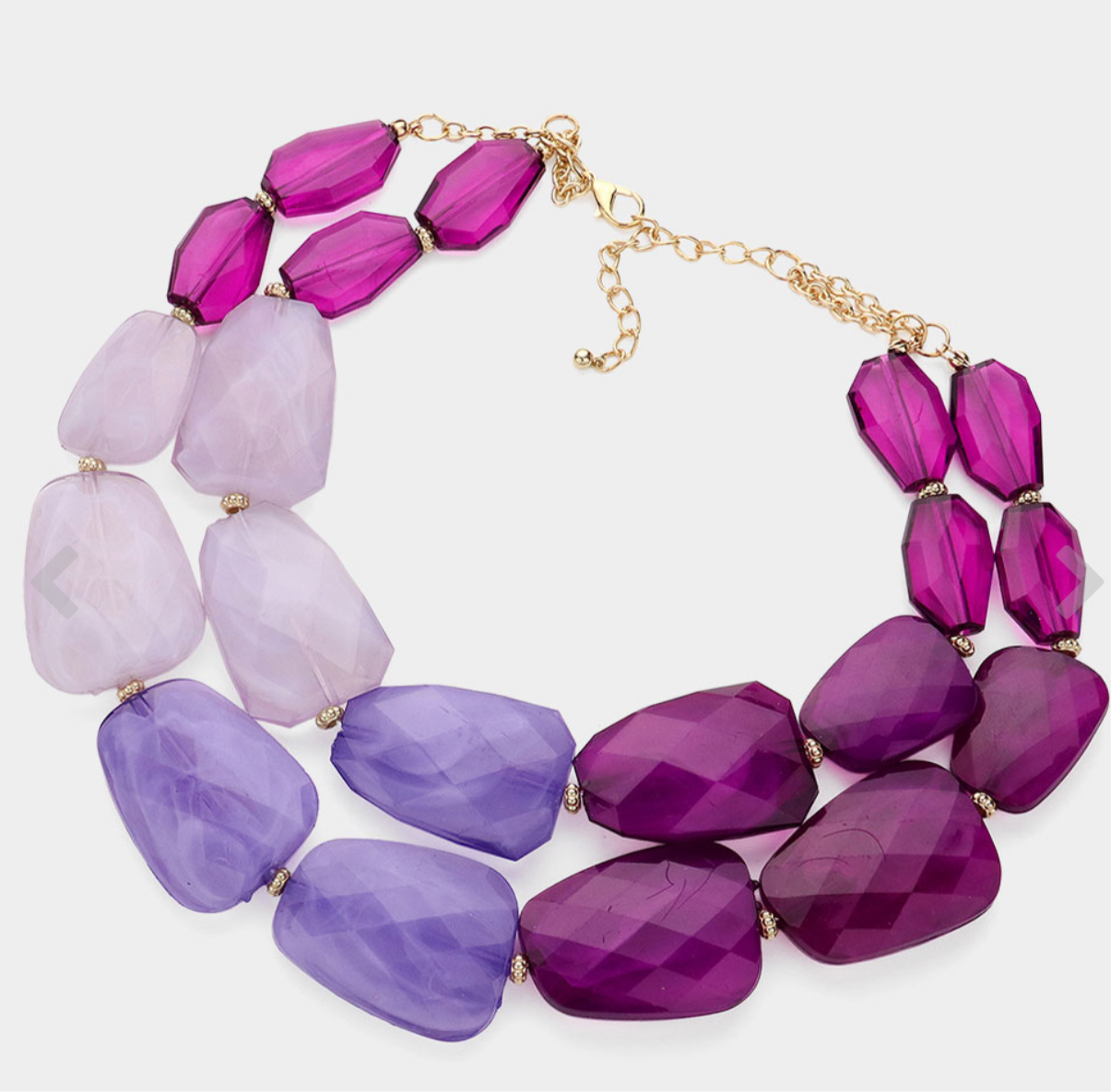 Purple_Tiered Resin Pebble Necklace