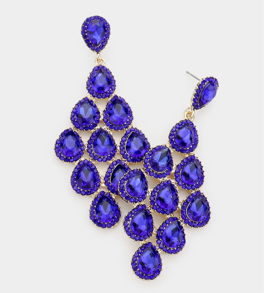 Rhinestone Trim Teardrop Cluster Vine Earrings