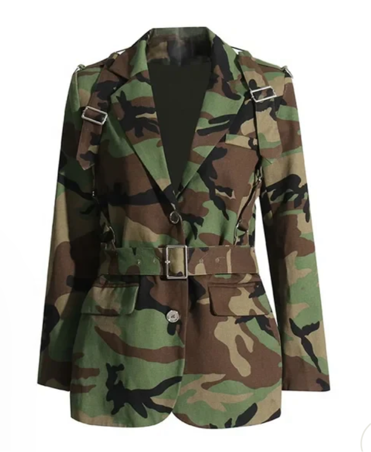 Luxe Camo Military Jacket (Size Up)