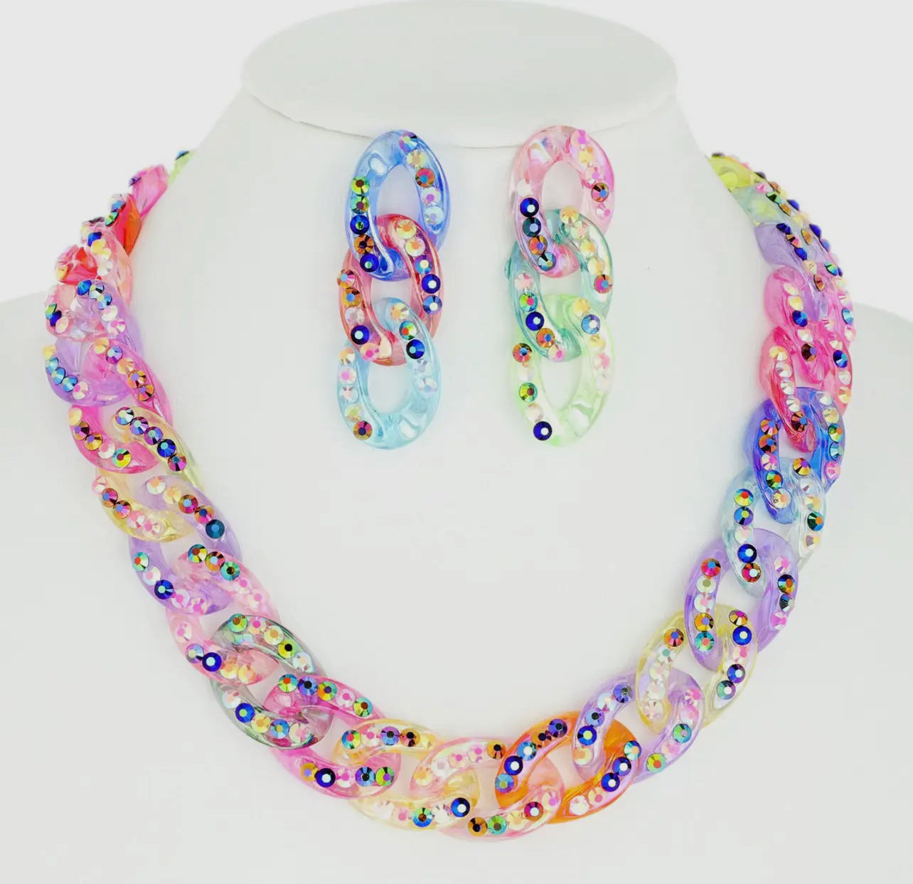 PAVE LINKED CUBAN CHAIN NECKLACE W STONES