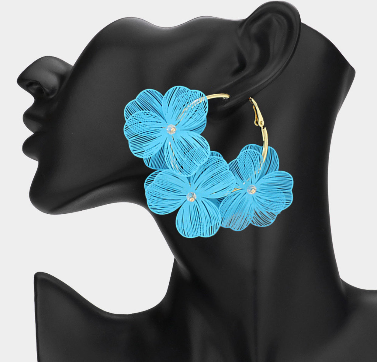 Triple Cutout Flower Hoop Earrings
