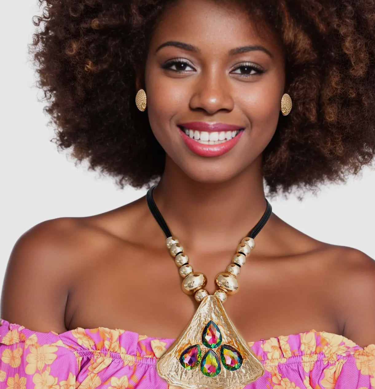 Chunky Gold AB Stone Necklace