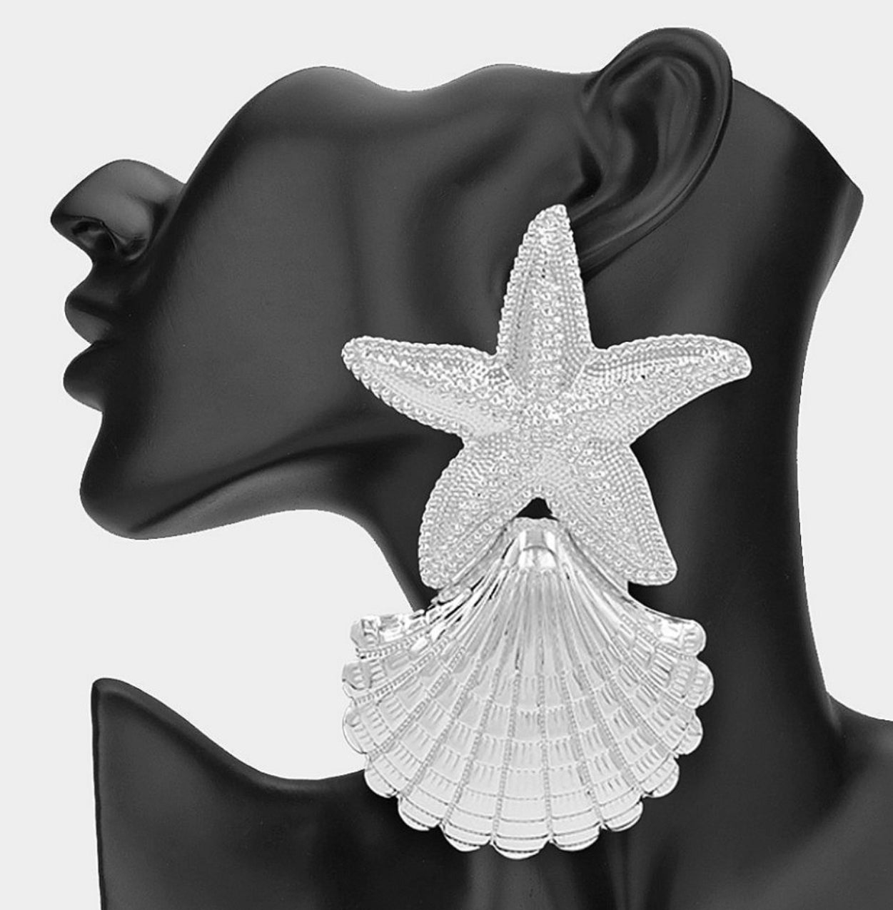 Silver Oversized Star Fish Earrings