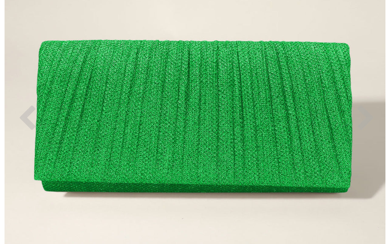 Red Pleated Shimmery Evening Clutch / Crossbody Bag