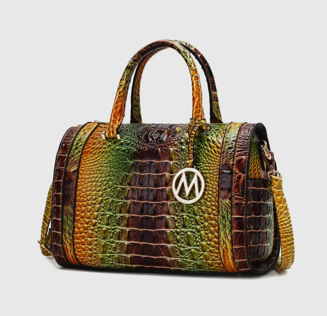 Eleanor Rainbow Faux Crocodile-Embossed Satchel by Mia K