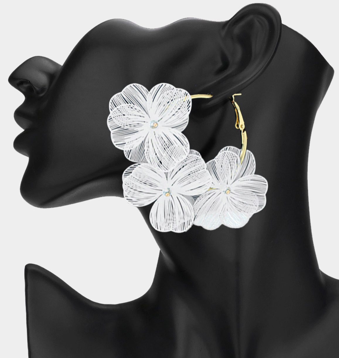 Triple Cutout Flower Hoop Earrings