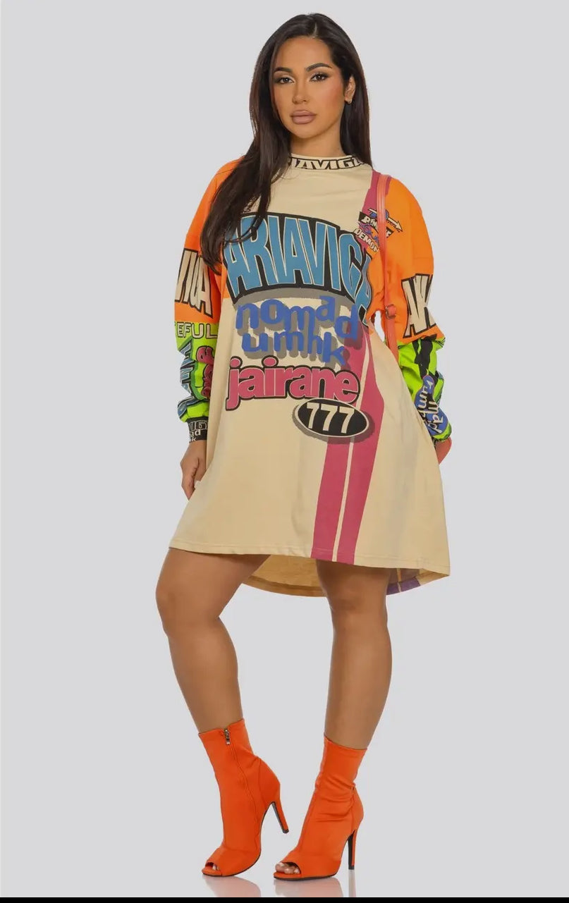 Street Vibe Oversized Sweatshirt Dress – One Size