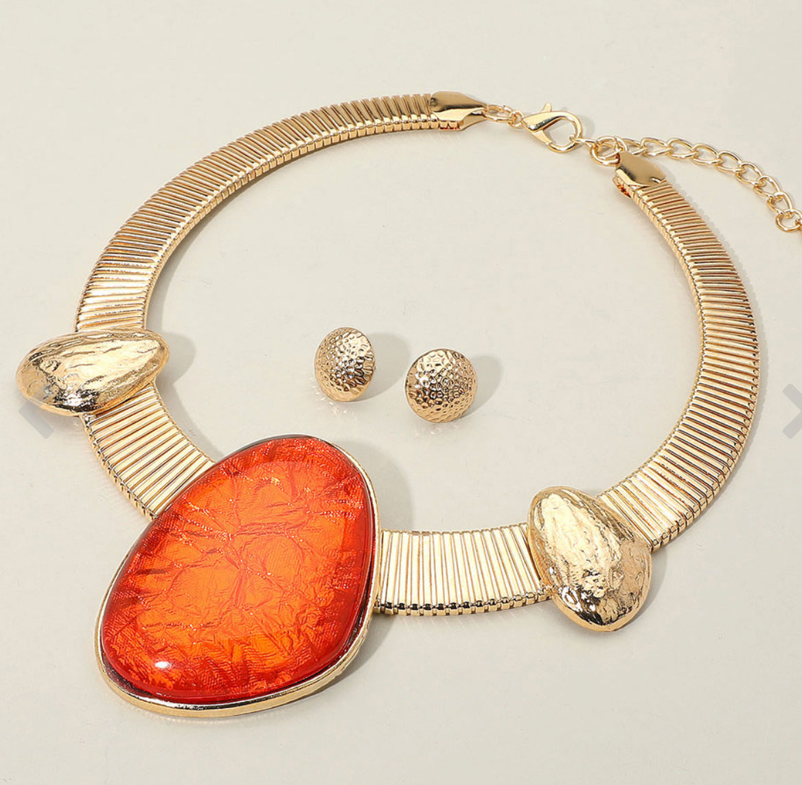 Bold Resin Stone Statement Necklace