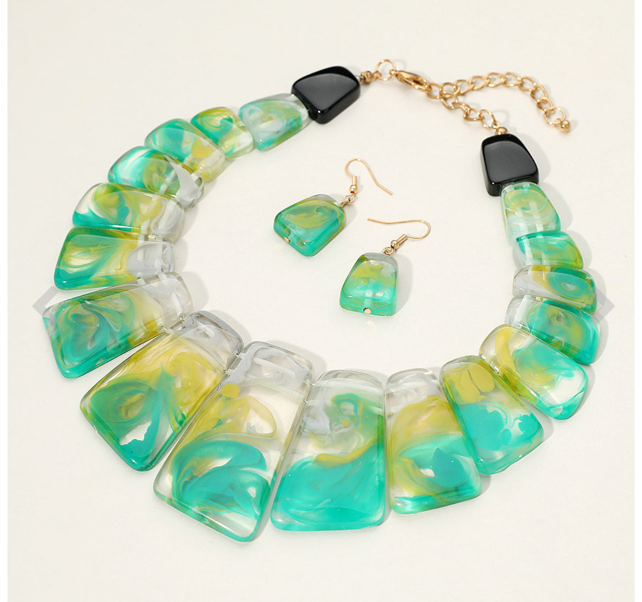 Geometric Celluloid Acetate Bold Statement Necklace