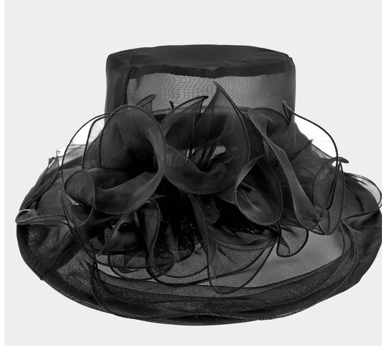 Sheer Flower Accented Dressy Hat