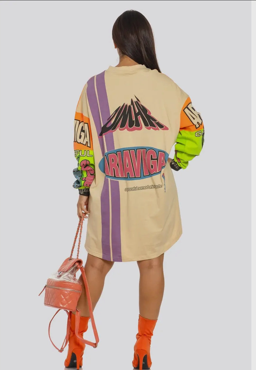 Street Vibe Oversized Sweatshirt Dress – One Size
