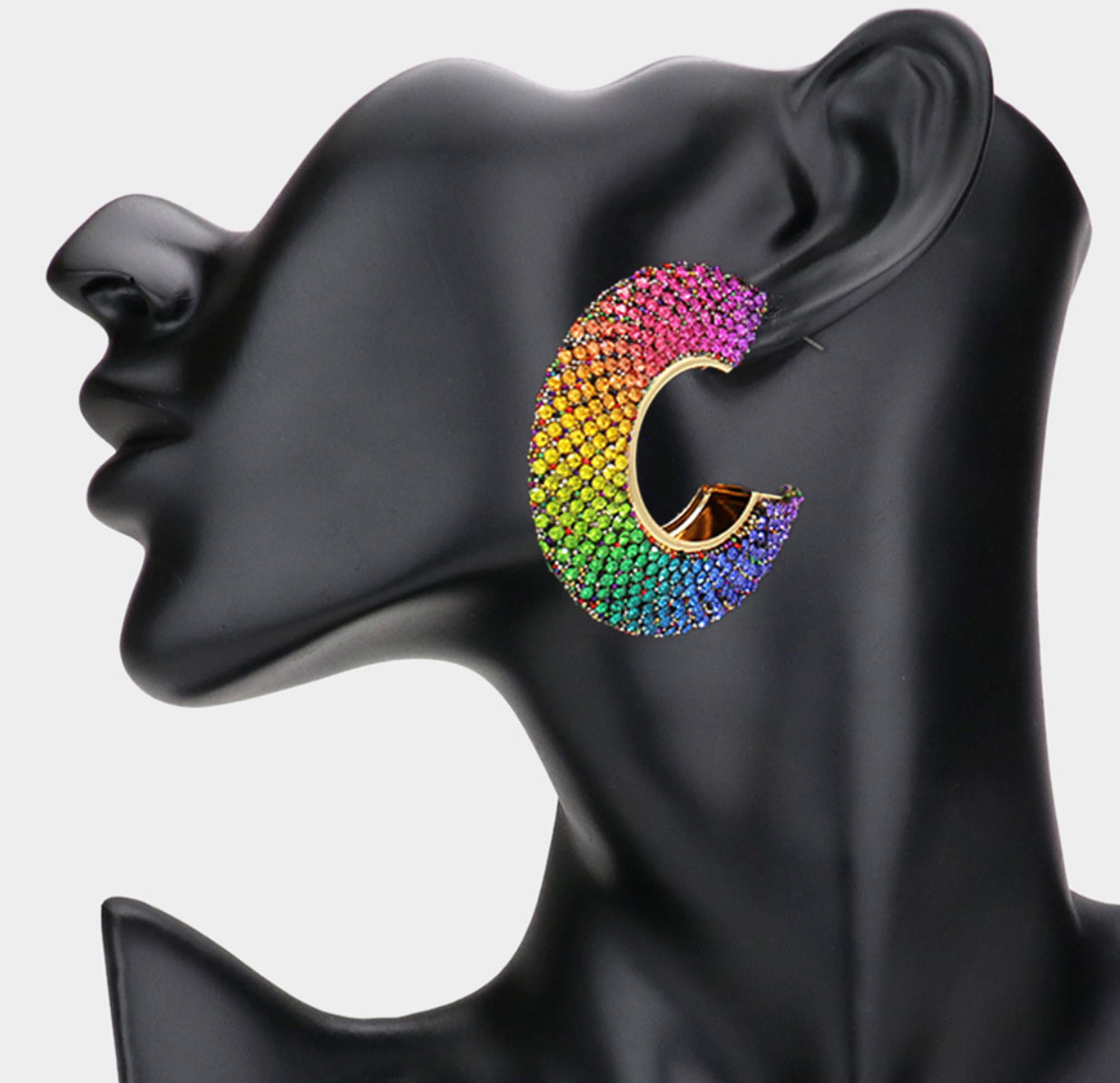 Rhinestone Studded Hoop Earrings