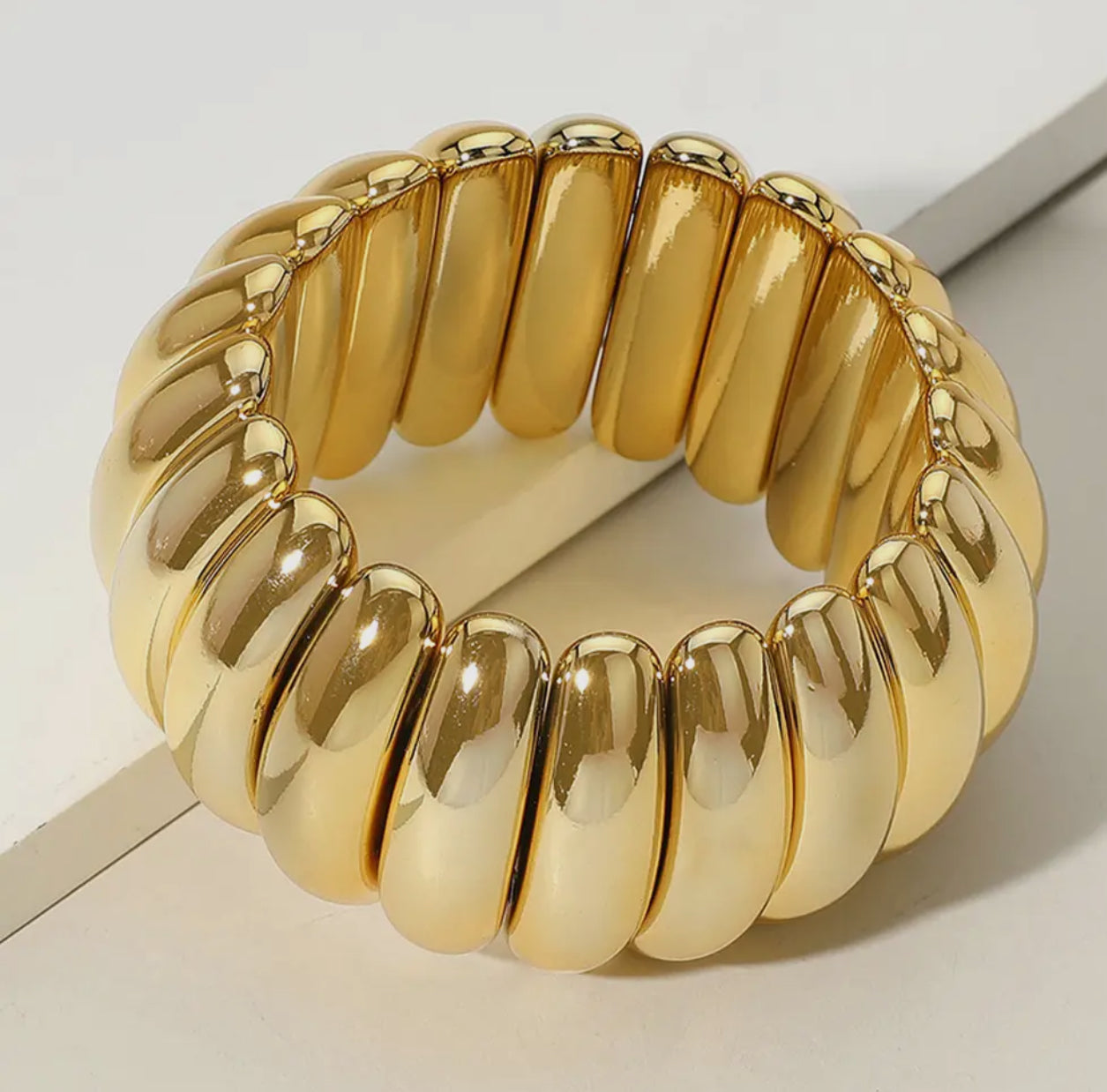 Wide Metal Stretch Bracelet