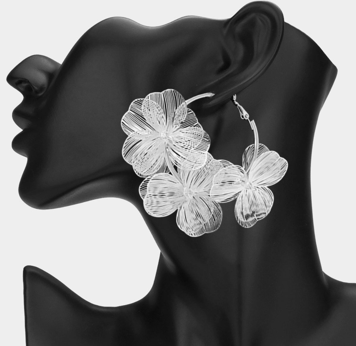 Triple Cutout Flower Hoop Earrings