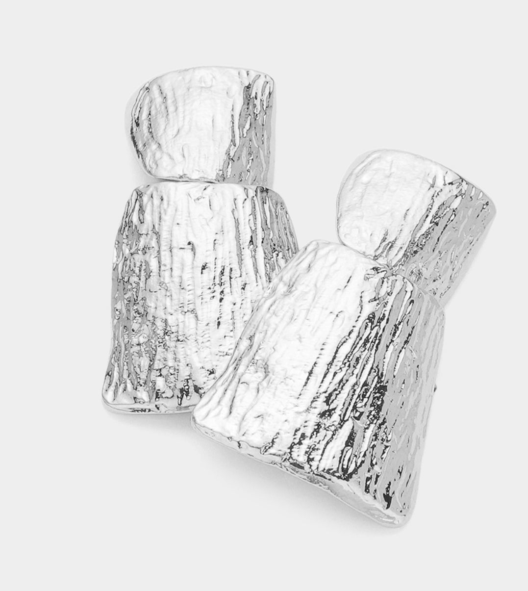 Textured Abstract Clip On Earrings