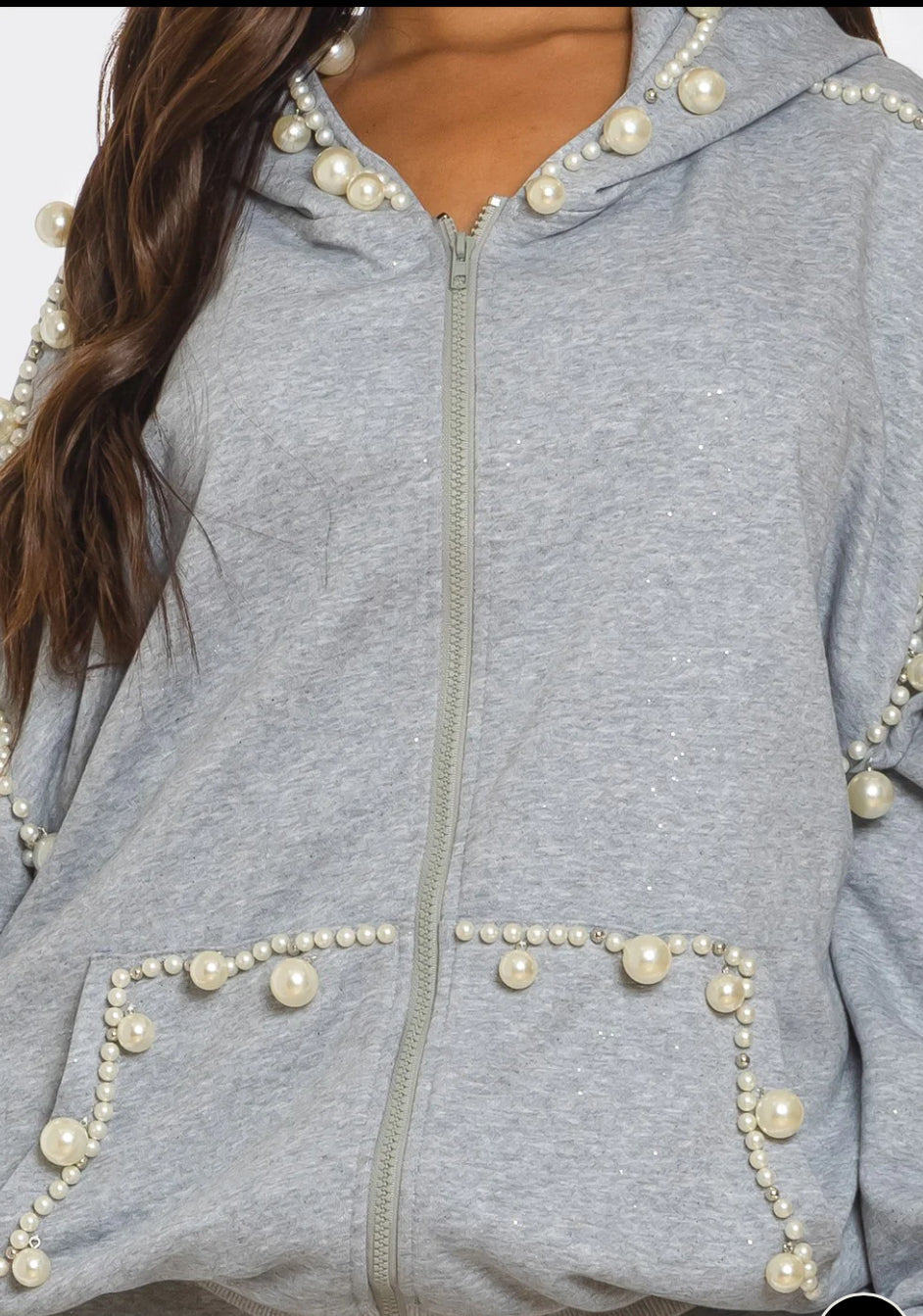 PEARL-EMBELLISHED JOGGER SET