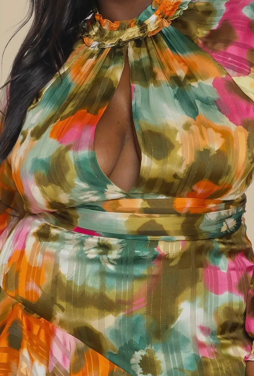 Kaleidoscope Ruffle Layered Maxi Dress