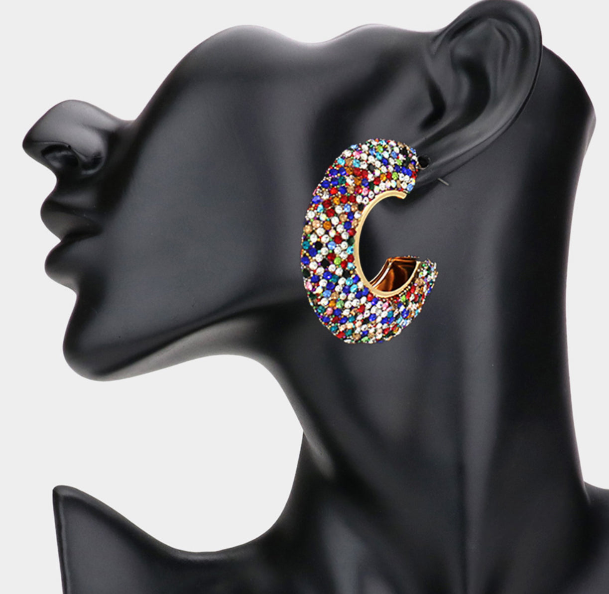 Rhinestone Studded Hoop Earrings