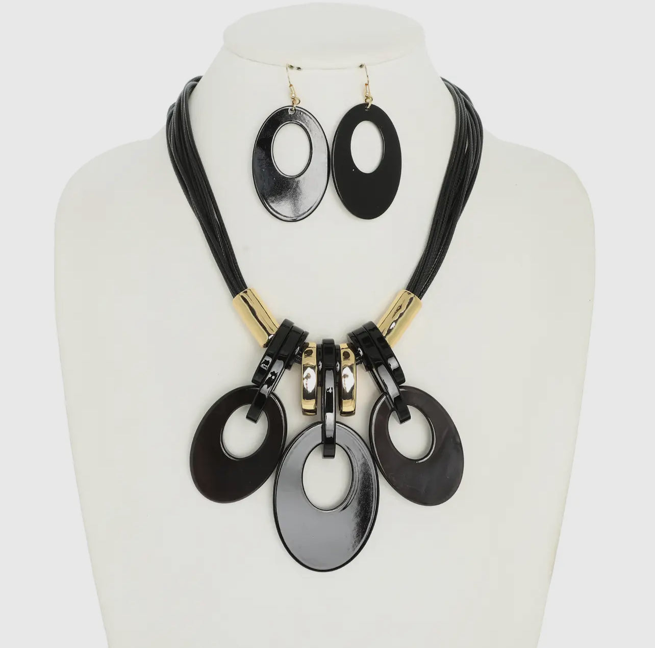 OVAL ACRYLIC NECKLACE & EARRING SET