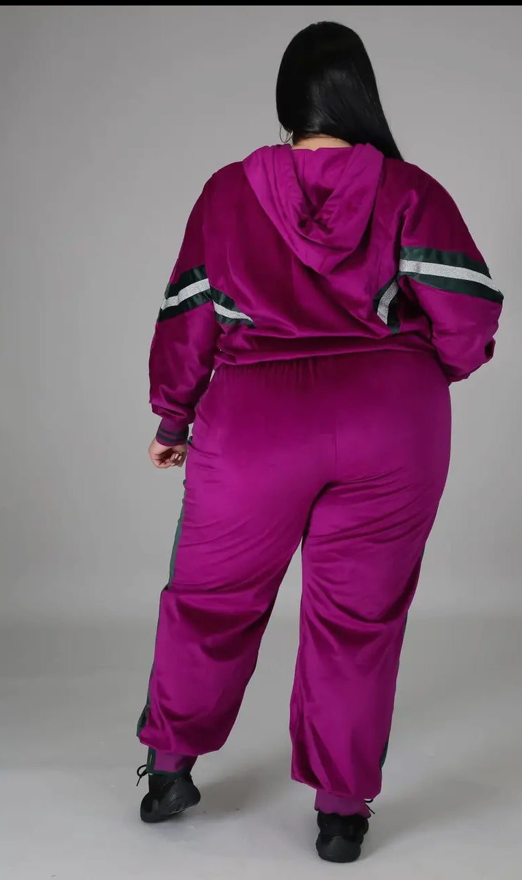 Track You Me Down 2pc Jogger Set_Magenta