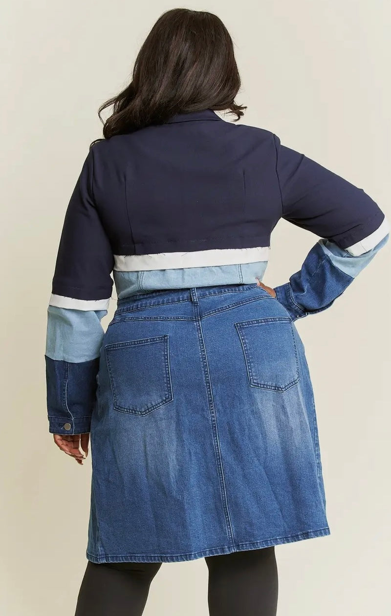Classy Lady Denim Combo Blazer