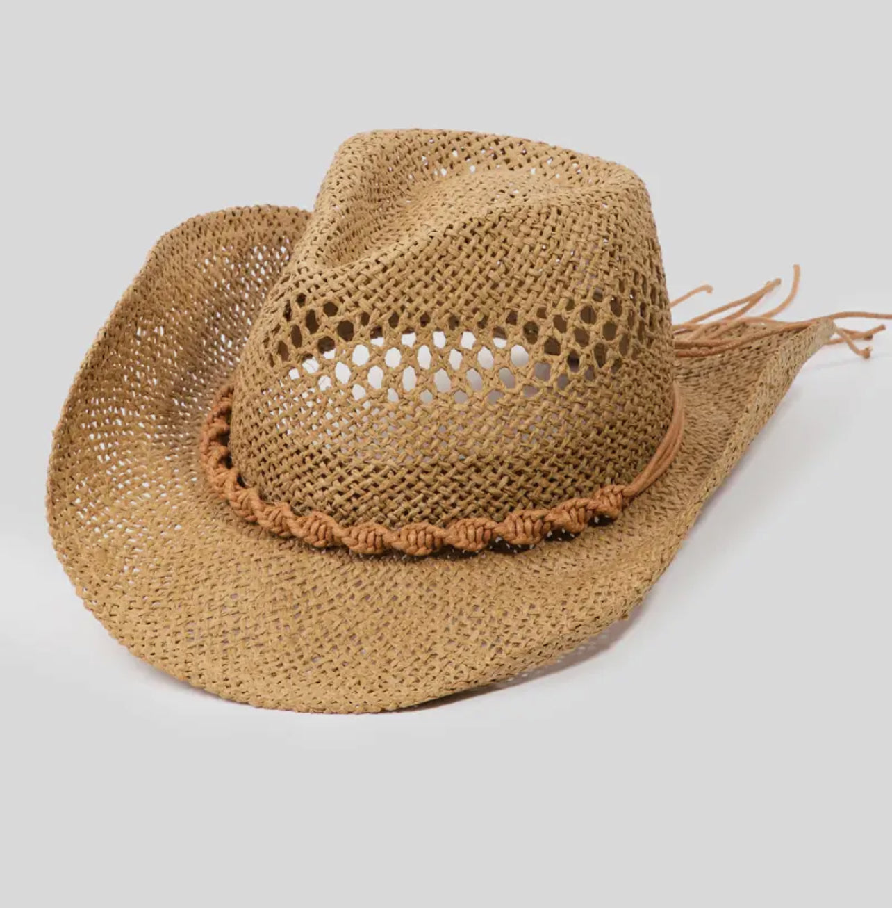 Western Straw Braid Rope Strap Cowboy Hat