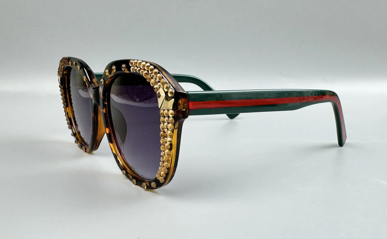FLOSSY RHINESTONE ROUND SUNGLASSES