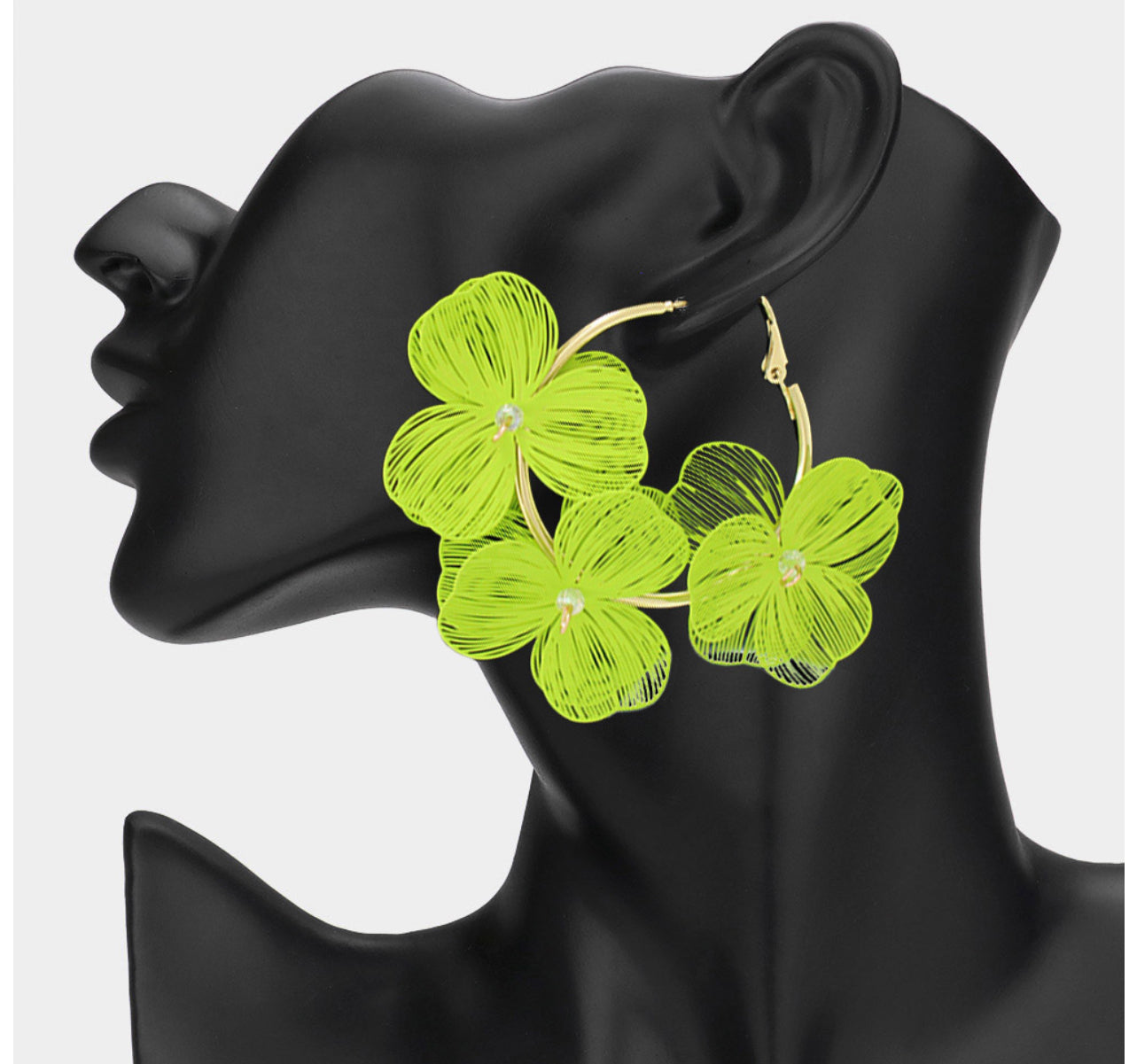 Triple Cutout Flower Hoop Earrings