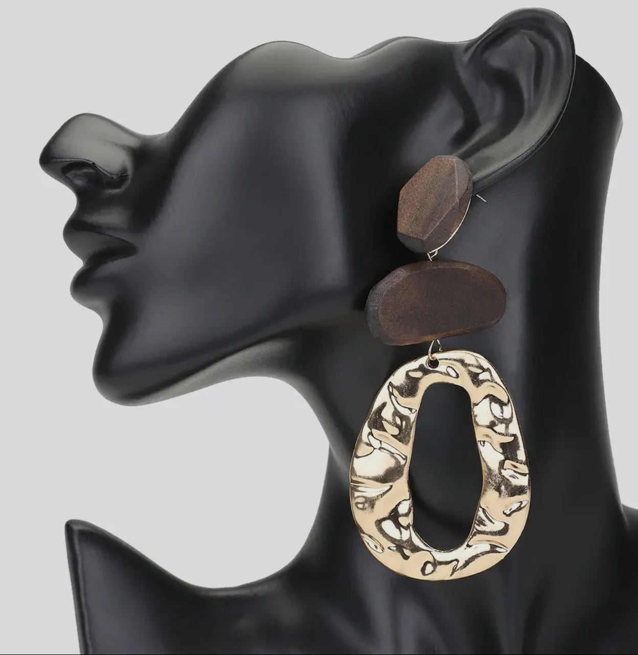 Wooden Tribal Drop Earrings