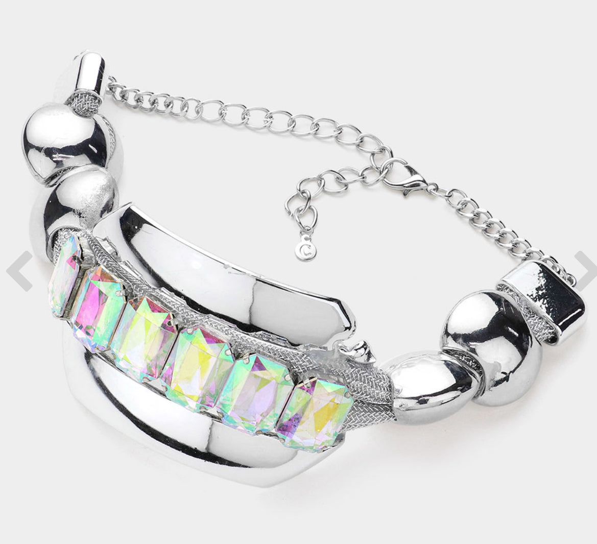 Chunky Glass Stone Statement Necklace