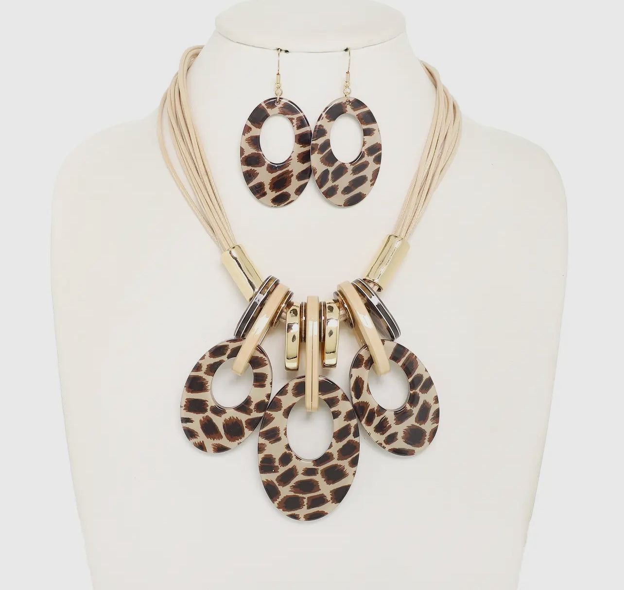 OVAL ACRYLIC NECKLACE & EARRING SET